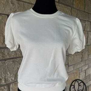 English Factory White Puff Sleeve Fitted T-Shirt